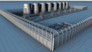 highest security fence system, multiple layers with nomanland between them as seen at nuclear power facilities